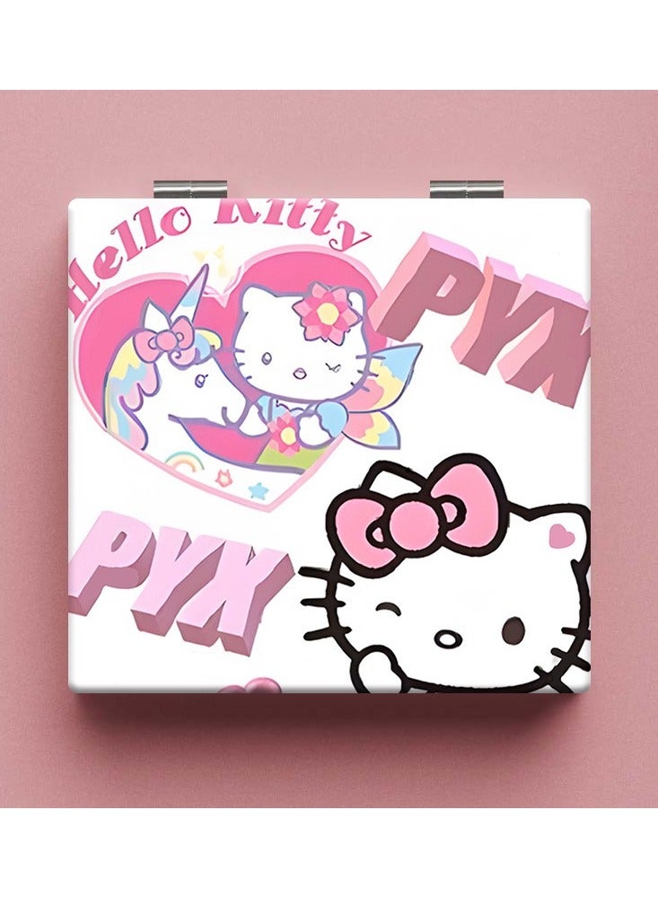Hello Kitty Makeup Mirror Double-Sided Portable Compact Foldable Fashion Hand Mirror Travel Mirror
