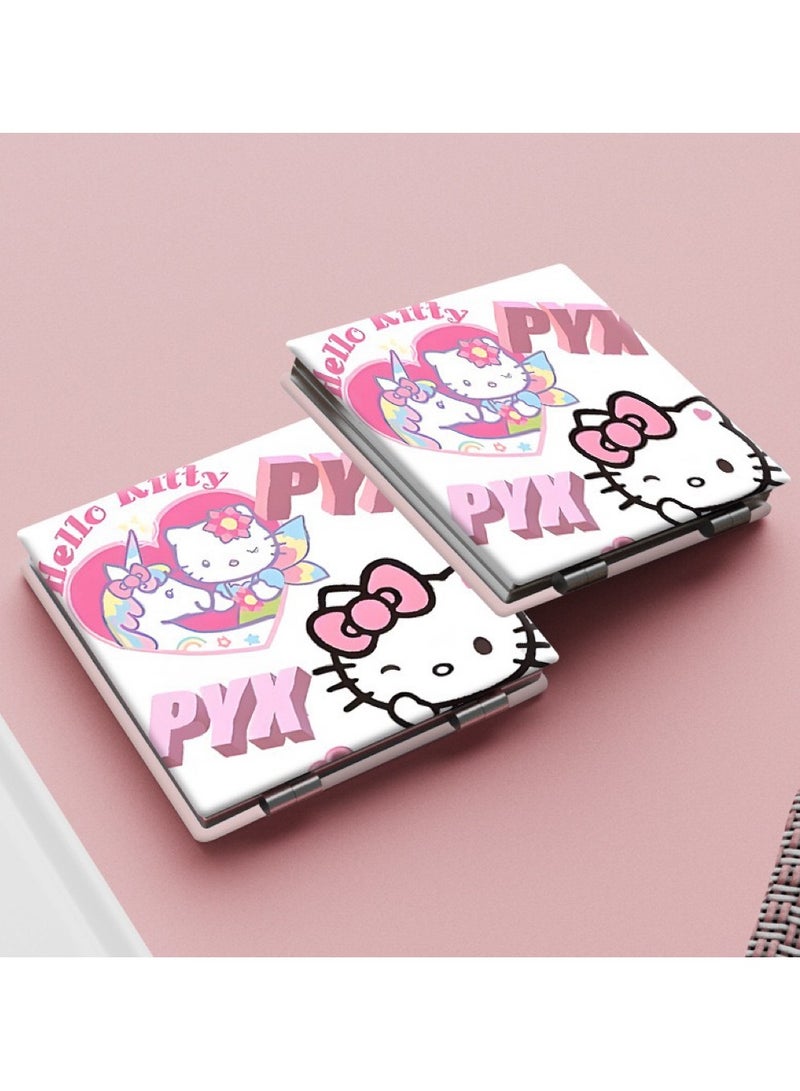 Hello Kitty Makeup Mirror Double-Sided Portable Compact Foldable Fashion Hand Mirror Travel Mirror