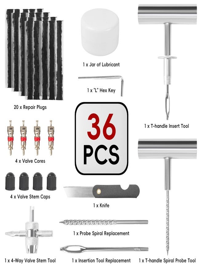 PINKJOY Tire Plug Kit with Plugs 36 Pcs for Car, Motorcycle, ATV, Jeep, Truck, Tractor Flat Tire Puncture Repair Tools - Image 2