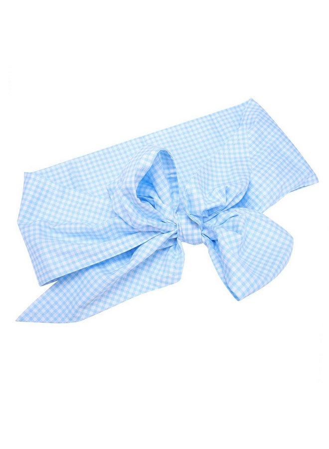 VGEBY Newborn Swaddle Wrap with Big Bowknot Sash, Adorable Plaid and Soild Pattern, Ideal for Newborn Photo, Maternity Shoot (Light Blue Plaid) - Image 1
