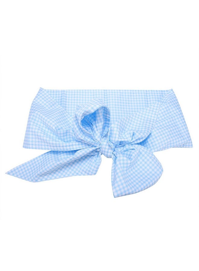 VGEBY Newborn Swaddle Wrap with Big Bowknot Sash, Adorable Plaid and Soild Pattern, Ideal for Newborn Photo, Maternity Shoot (Light Blue Plaid) - Image 2