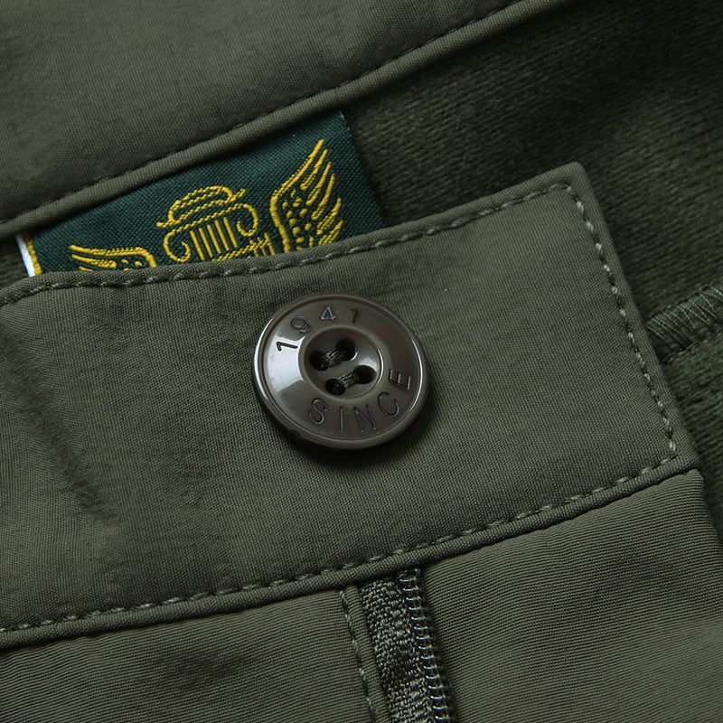 Men's Quick-Drying Pants Winter Outdoor Multi-Pocket Tactical Pants Men's Fleece-Lined Thickened Straight-Leg Windproof Military Pants Workwear - Image 5