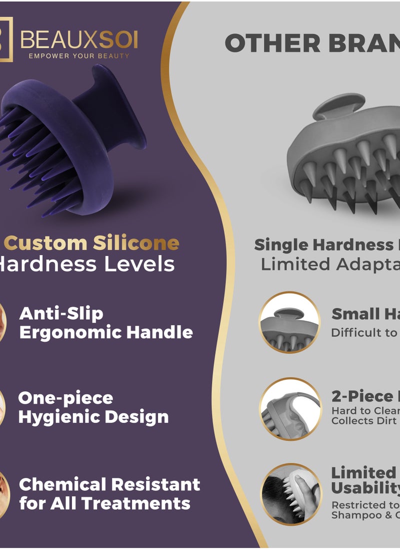 BEAUXSOI BEAUXSOI Silicone Shampoo Brush & Scalp Scrub Hair Massager for Hair Growth Scalp Scrubber for Dandruff Shampoo Scalp Brush Scalp Massager Hair Growth Hair Brush Head Massager Hair Scrub (3 PACK)  - Image 3