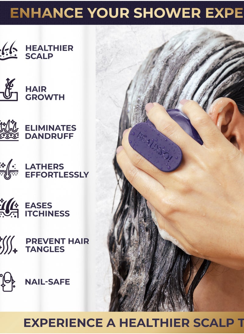 BEAUXSOI BEAUXSOI Silicone Shampoo Brush & Scalp Scrub Hair Massager for Hair Growth Scalp Scrubber for Dandruff Shampoo Scalp Brush Scalp Massager Hair Growth Hair Brush Head Massager Hair Scrub (3 PACK)  - Image 5