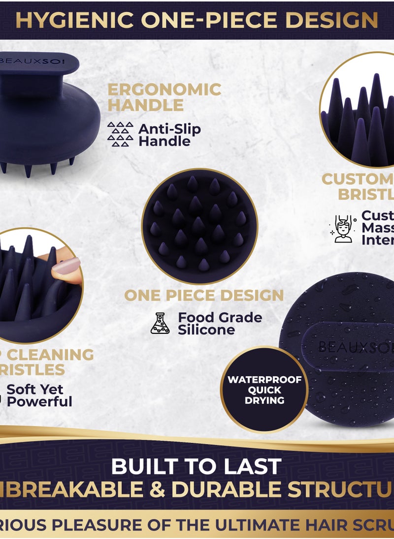 BEAUXSOI BEAUXSOI Silicone Shampoo Brush & Scalp Scrub Hair Massager for Hair Growth Scalp Scrubber for Dandruff Shampoo Scalp Brush Scalp Massager Hair Growth Hair Brush Head Massager Hair Scrub (3 PACK)  - Image 4