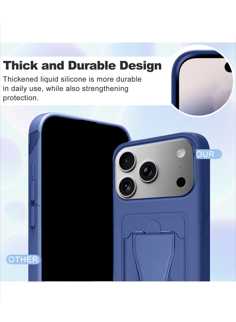 Wtech Apple iPhone 17 Pro 5G 2025 Silicone TPU Card Holder with Hand Grip Case Cover (MCHPSN) - Navy Blue - Image 2