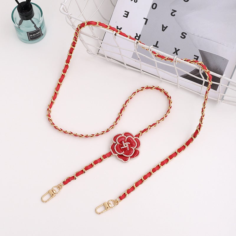 New Camellia Leather Chain Phone Case Strap K2283 leather camellia crossbody red 