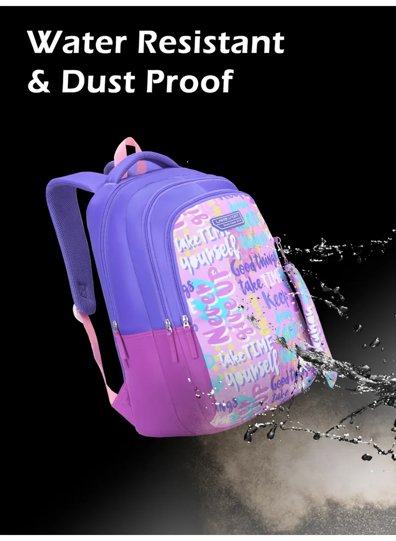 Lavie  Sport 36L Goodvibes Backpack | 19 inches | Laptop Compatiable | Pencil Pouch |(Pink) for Women | Best Price UAE