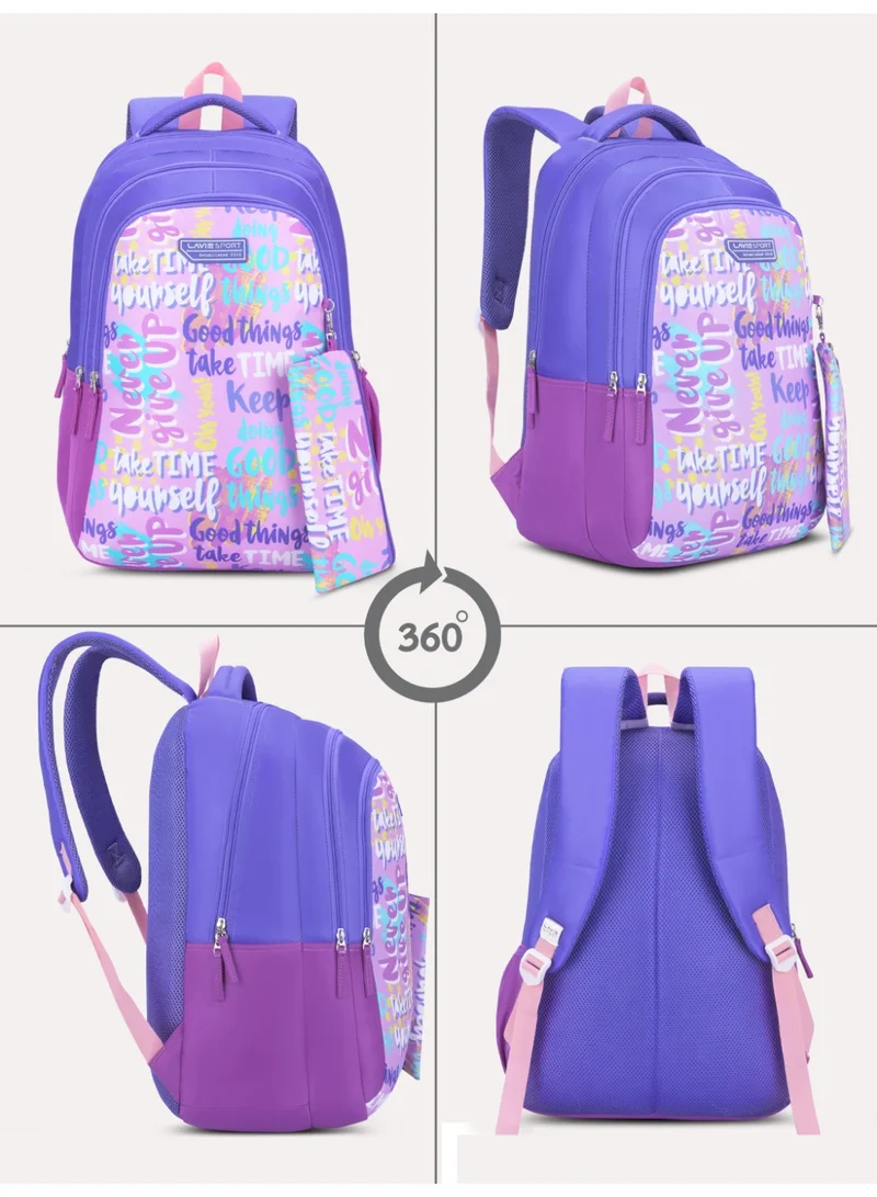 Lavie Sport 36L Goodvibes Backpack | 19 inches | Laptop Compatiable | Pencil Pouch |(Pink)