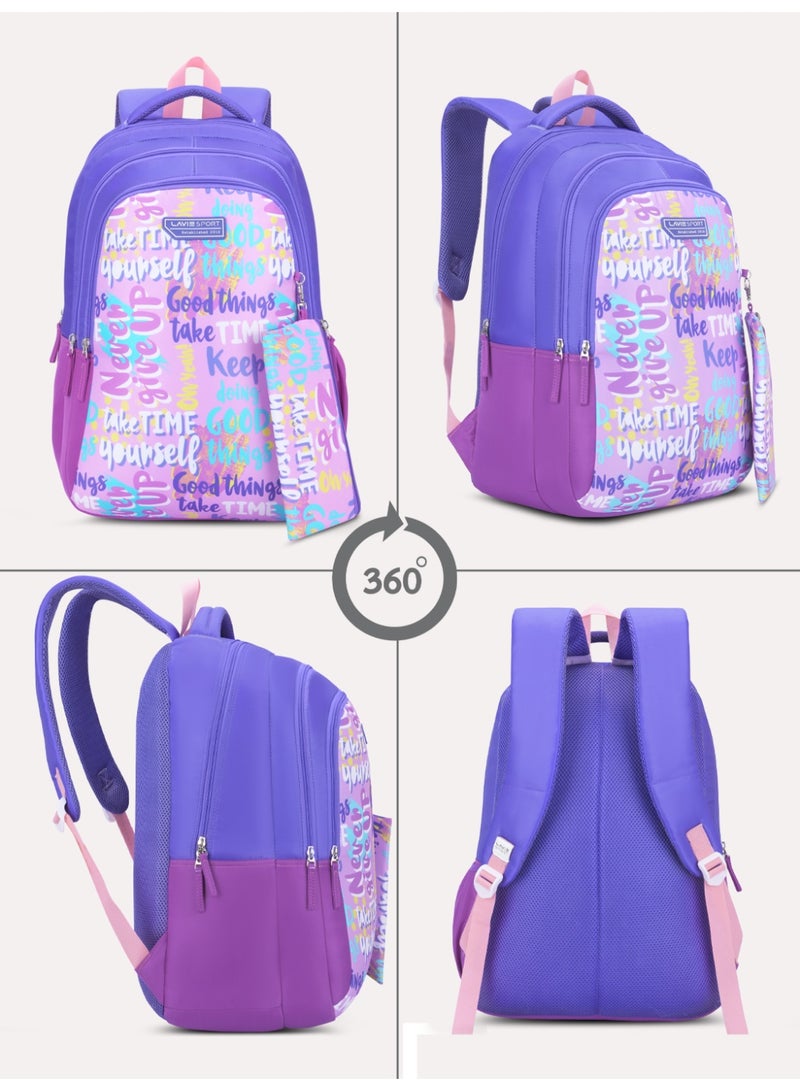 Lavie Sport 36L Goodvibes Backpack | 19 inches | Laptop Compatiable | Pencil Pouch |(Pink) - Image 2