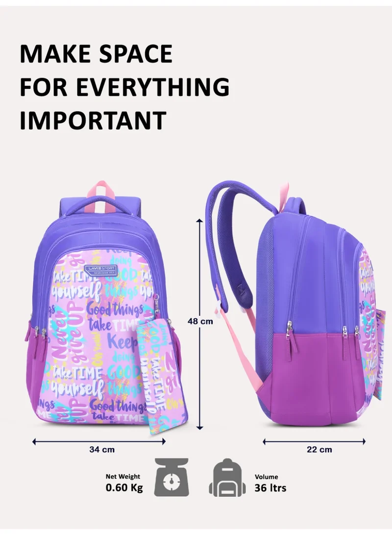 Lavie  Sport 36L Goodvibes Backpack | 19 inches | Laptop Compatiable | Pencil Pouch |(Pink) for Women | Best Price UAE