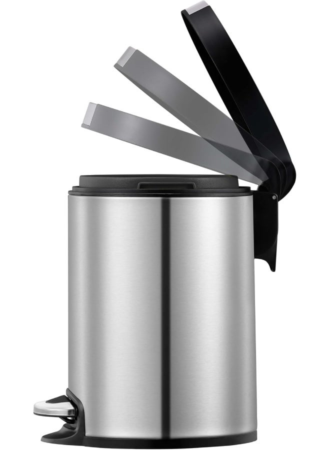 Orchid Eko Artistic Fingerprint Resistant Brushed Stainless Steel Finish, Round Step Waste Bin With Soft Close Lid, Durable Cantilever Foot Pedal Mechanism Garbage Container Bin (5 Liters) - Image 4