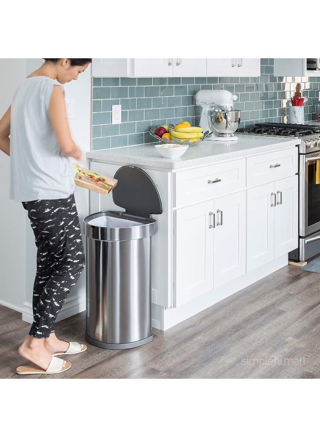 simplehuman ST2009 45L Semi-Round Sensor Bin, Brushed Stainless Steel, W 39.1cm x H 64.1cm x D 32.6cm - Image 4