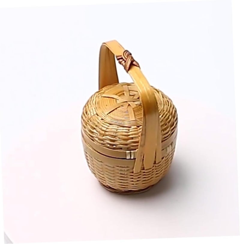 Garneck Mini Woven Basket with Handle, Handheld Decorative Storage Holder, Pastoral Style Fruit Picking Basket for Home Organization and Picnic Use - Image 5