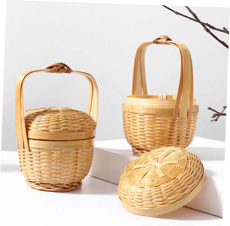 Garneck Mini Woven Basket with Handle, Handheld Decorative Storage Holder, Pastoral Style Fruit Picking Basket for Home Organization and Picnic Use - Image 4