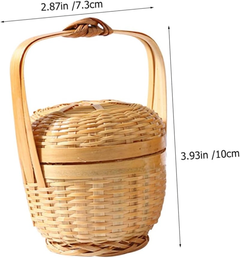 Garneck Mini Woven Basket with Handle, Handheld Decorative Storage Holder, Pastoral Style Fruit Picking Basket for Home Organization and Picnic Use - Image 2