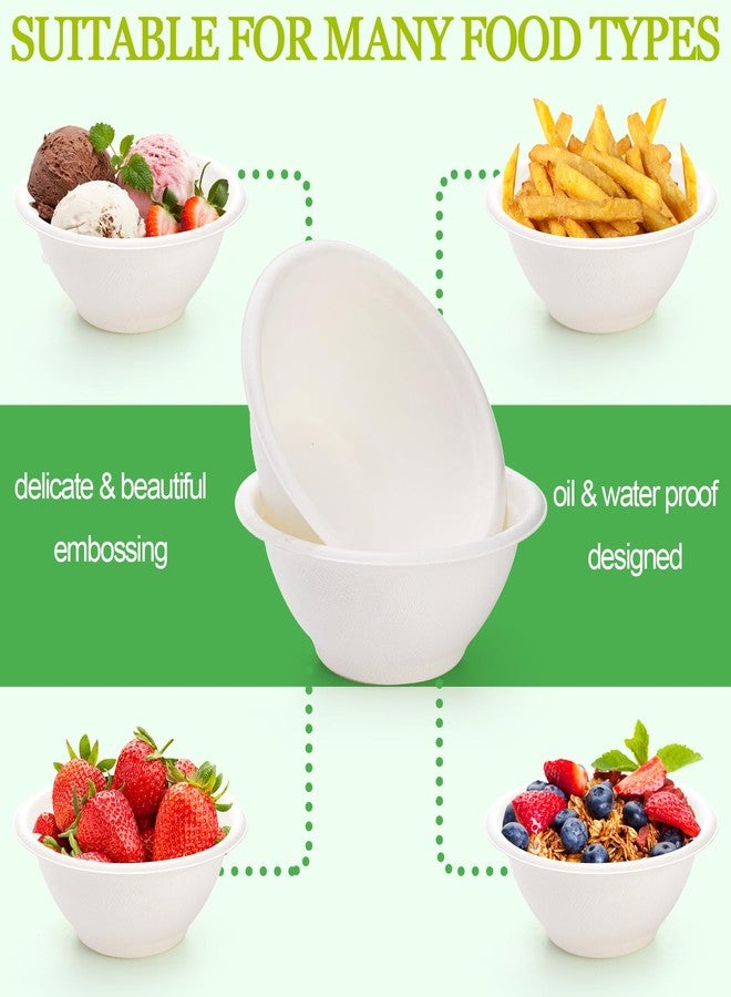 Yesland 250 Pack 8 oz Natural Biodegradable Sugarcane Bowls, White Small Disposable Paper Bowl Compostable Bagasse Soup Bowls, Microwave Chili Bowl for Salad, Dessert, Snack, Hot Soup - Image 3