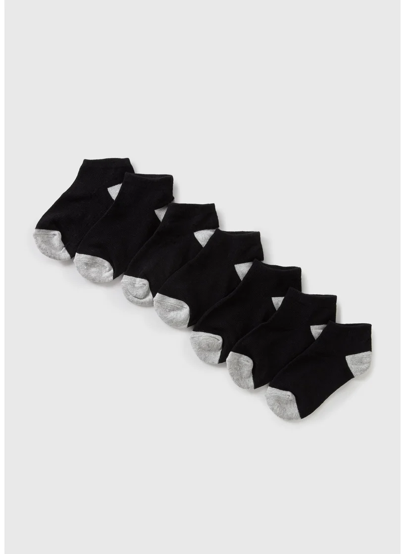 Matalan 7 Pack Kids Grey Trainer Socks