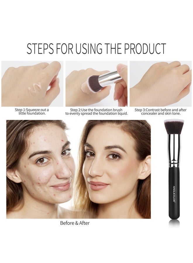 Anglicolor Foundation Brush，Round Top Kabuki Foundation Brush and Professional Grade Makeup Brush for Liquid Blending Mineral Powder Bufting Stippling Makeup Tools - Image 5