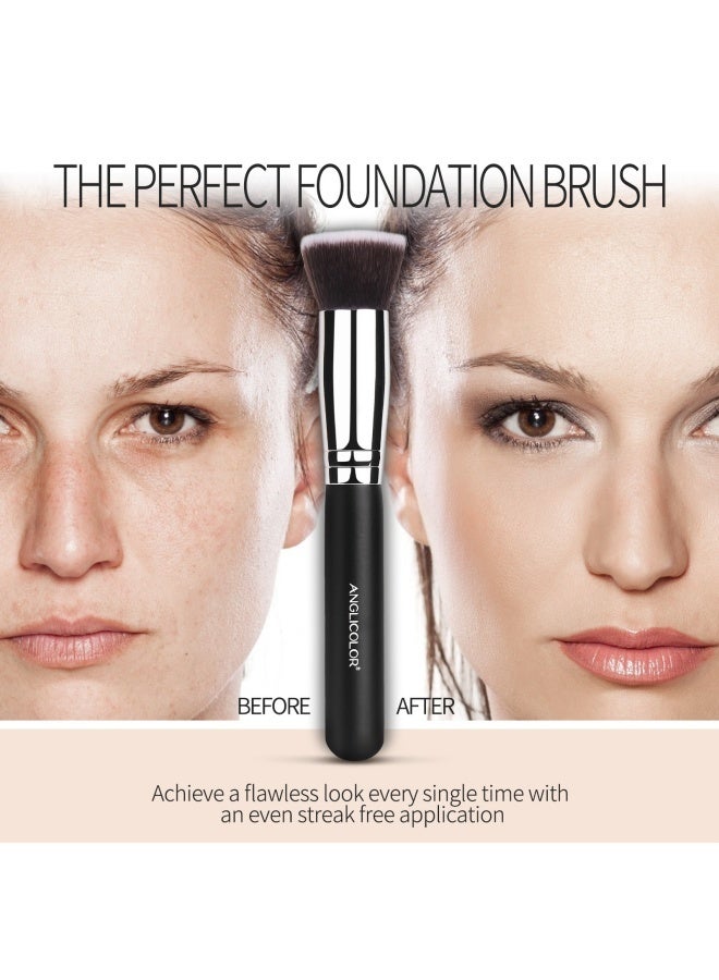 Anglicolor Foundation Brush，Round Top Kabuki Foundation Brush and Professional Grade Makeup Brush for Liquid Blending Mineral Powder Bufting Stippling Makeup Tools - Image 3