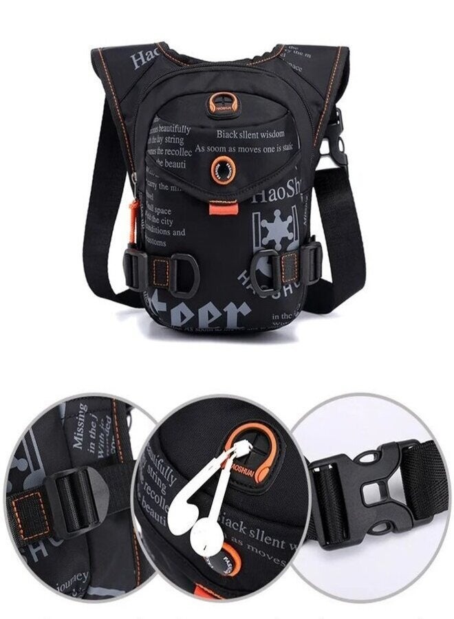 Stylish Shoulder Bag Waterproof Waist Bag for Men and Women Drop Leg Hip Belt Bag with Earphone Hole, Key Chain Holder & Anti-Theft Pocket for Cycling Hiking Climbing Camping - Image 1