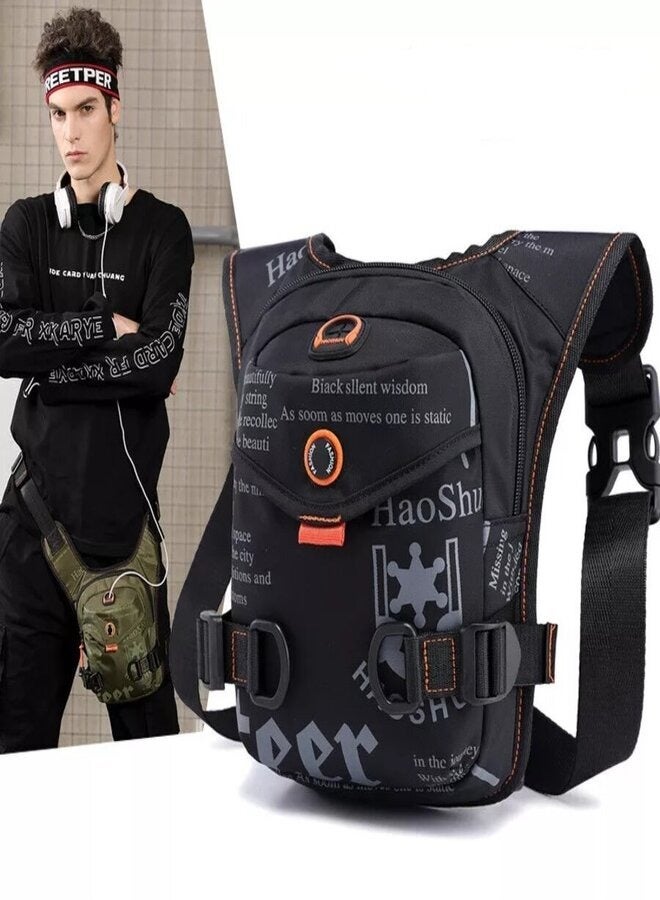 Stylish Shoulder Bag Waterproof Waist Bag for Men and Women Drop Leg Hip Belt Bag with Earphone Hole, Key Chain Holder & Anti-Theft Pocket for Cycling Hiking Climbing Camping - Image 2