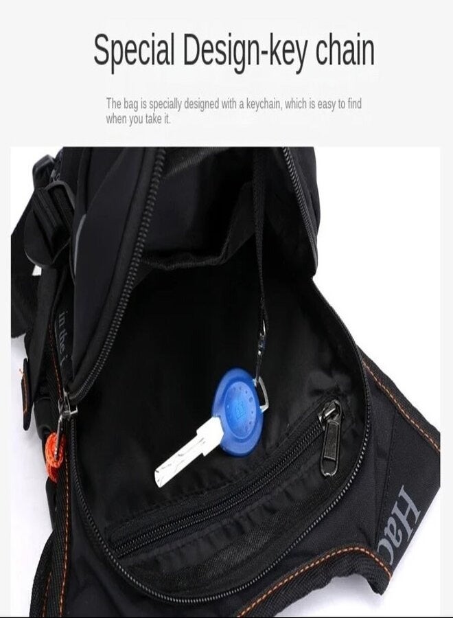 Stylish Shoulder Bag Waterproof Waist Bag for Men and Women Drop Leg Hip Belt Bag with Earphone Hole, Key Chain Holder & Anti-Theft Pocket for Cycling Hiking Climbing Camping - Image 3