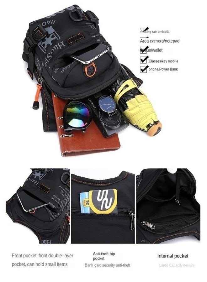 Stylish Shoulder Bag Waterproof Waist Bag for Men and Women Drop Leg Hip Belt Bag with Earphone Hole, Key Chain Holder & Anti-Theft Pocket for Cycling Hiking Climbing Camping - Image 4