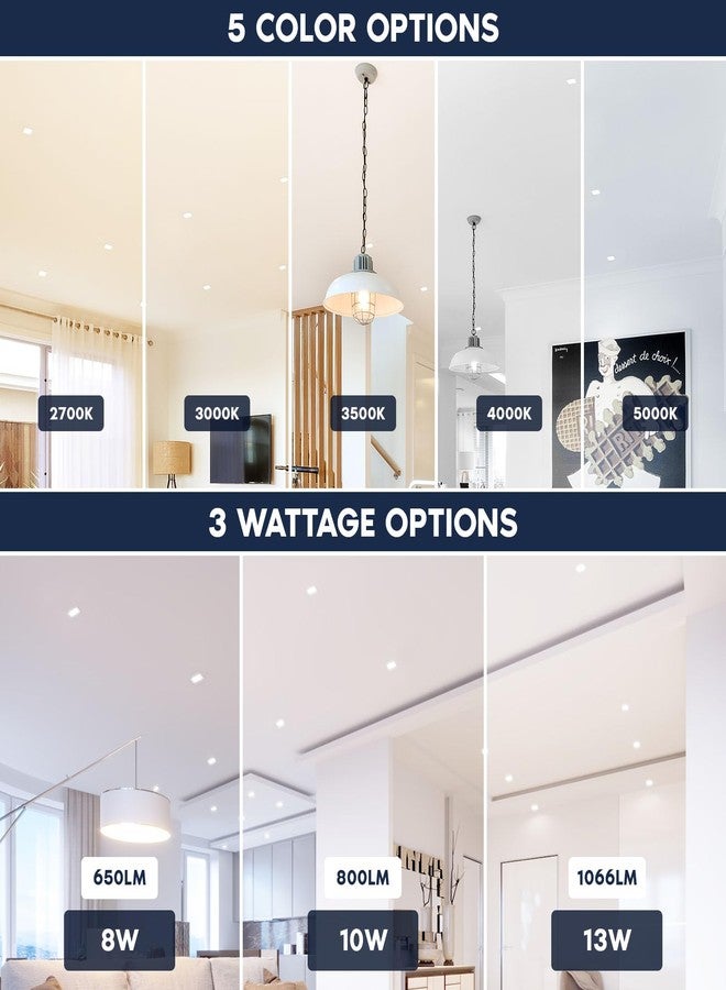 LUXRITE 4 Inch Square Canless Spotlight, LED Recessed Light, 5CCT 2700K-5000K, Dual Dimmable, 650/800/1066 Lumens, CRI 90, 8W/10W/13W Selectable, 120-277V, IC Rated, Wet Rated, ETL Listed - Image 2