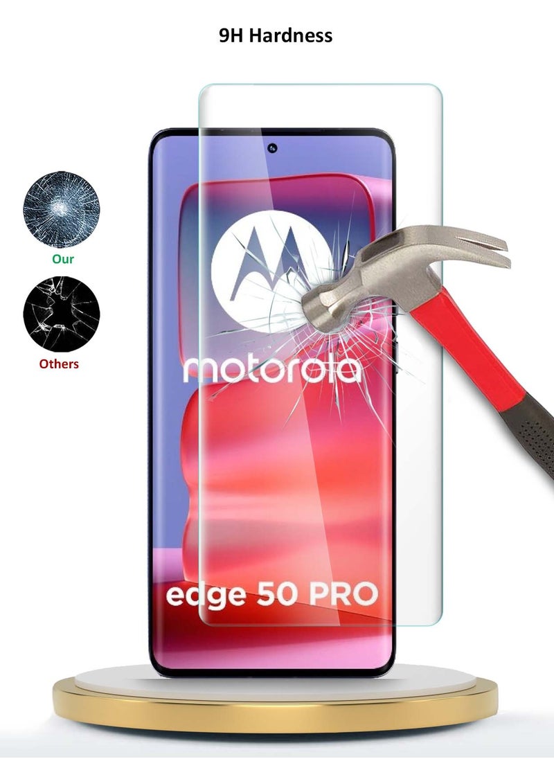 Motorola Edge 50 Pro 5G 2024 Premium Curved Edges UV Full Glue Full Cover Tempered Glass Screen Protector (MSGUCN) - Clear