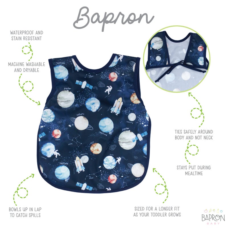 BapronBaby Outer Space Bapron - No Neck Tie Safer Bib for Baby & Toddler - Soft Waterproof Stain Resistant - Machine Washable - Sz Baby/Toddler 6m-3T - Image 2