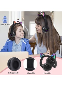KASTWAVE Unicorn Headphones, Bluetooth Foldable Headphones Stero with Microphone and Volume Control Light Up for PC/Cell Phones/TV/iPad, Boys Girls Kids (black)  - Image 3