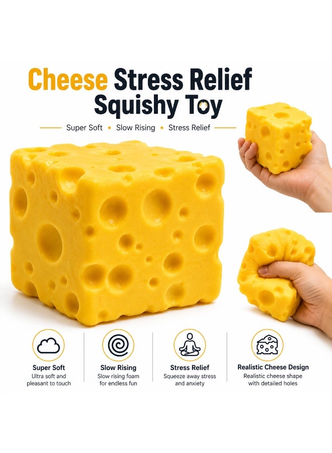 NYVIO Cheese Squishy Slow Rising Stress Relief Toy, Soft Squeeze Sensory Fidget Toy for Kids & Adults, Kawaii Foam Squishy, Anxiety Relief Desk Toy, Party Favor, Birthday Gift - Image 1