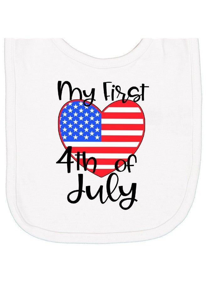 inktastic My First Fourth Of July- American Flag Heart Newborn Bib White 45676 - Image 1