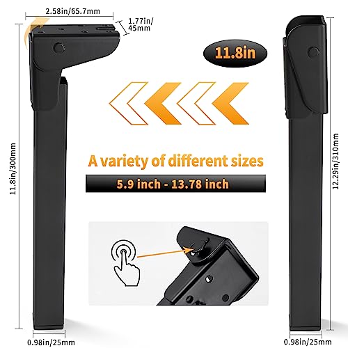 O.HSNYIU 4 Pcs Self Locking Folding Table Legs, 6", 8", 10", 12" Foldable Table Legs for Camping Tables Furniture DIY (11.8 inches / 30 cm) - Image 3