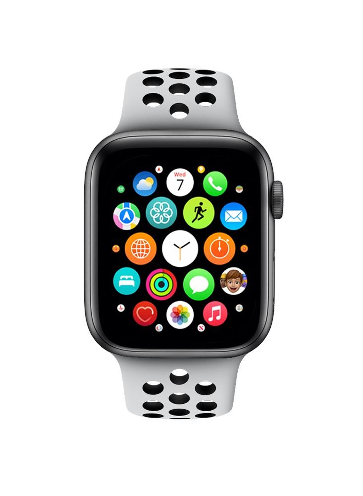Apple Watch Band 44mm Silicone Replacement Band Adjustable Watch Band White/Black - Image 3