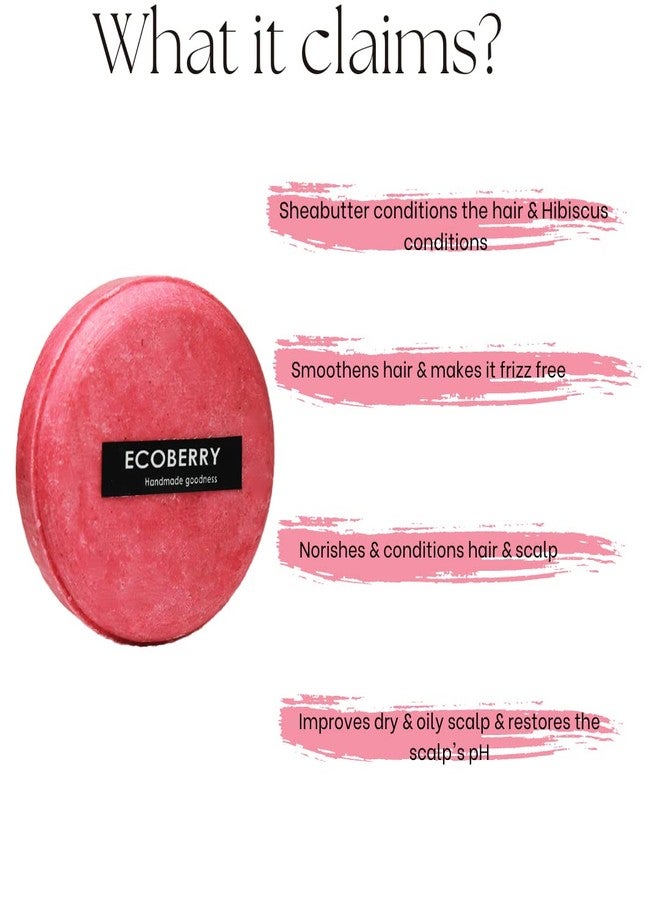 EcoBerry Sheabiscus Organic Shampoo Bar with Natural Shea Butter & Hibiscus For Frizzy Hair & Dry Scalp, Conditions & Strengthen Hair Root, Organic Ingredients, Chemical Free, Vegan 70g - Image 2