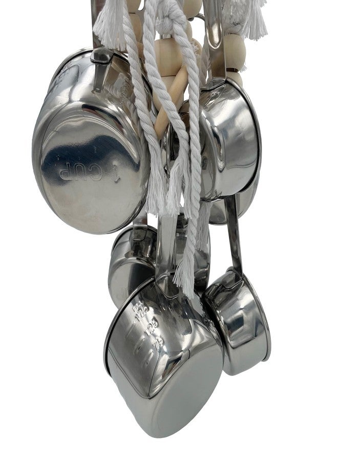 GILYGI Durable Stainless Steel Pots & Wooden Beads Parrot Toys - Pullable 8 Metallic Cups & 8 Natural Dye-Free Rings for Large & Extra Large Parrots Macaws Amazons African Greys Cockatoos Eclectus - Image 4