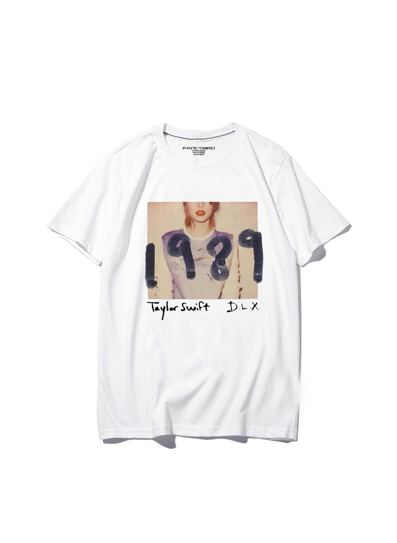 Generic - Taylor Swift Tshirt Tour Merchandise Eras Tour Short Sleeve round Neck Loose Fit Youthful Wool Blend Casual Abstract Pattern Tshirt 1989 white - Image 1
