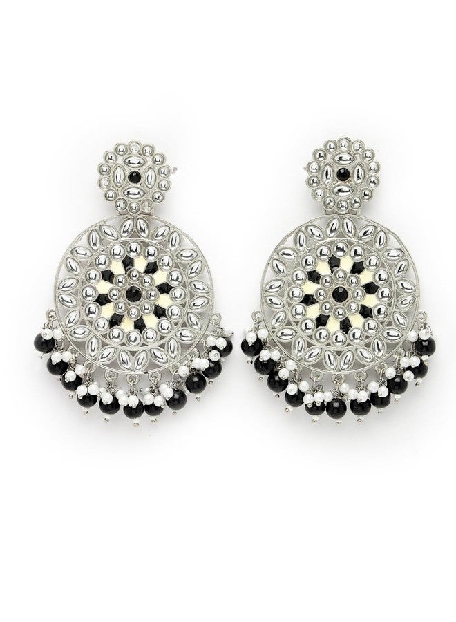 ADIVA Oxidised Silver-Plated Pearl & Stone Studded Peacock Shaped Drop Earrings Set for women, Traditional Stylish Jhumka for Girls Party, Wedding, Festive - Image 1