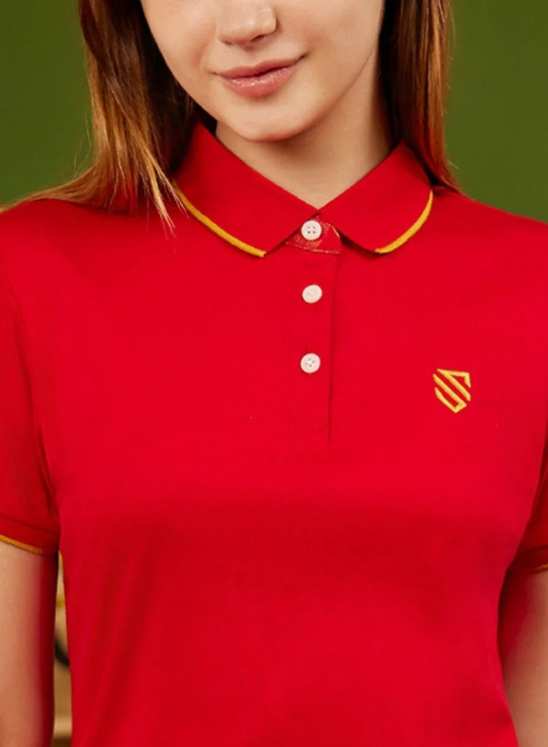 GIORDANO Women's Slim Fit Embroidery Bold Polo (Liquid Touch)