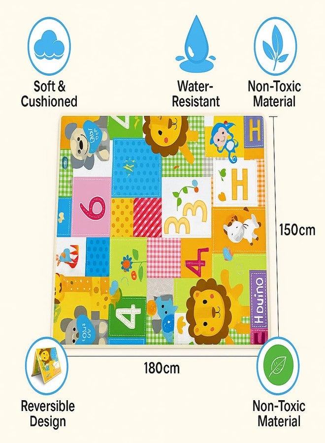DTR Creation Baby Play Mat - Colorful Animal & Number Print | Waterproof, Foldable & Washable Floor Mat for Kids | Soft & Cushioned Play Area (180×150×1 cm) - Image 3