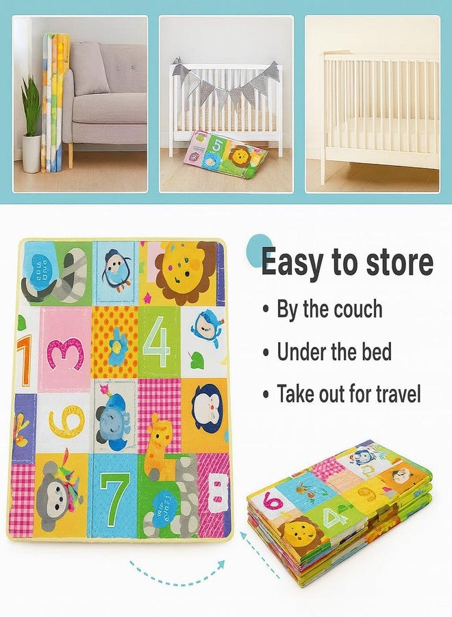 DTR Creation Baby Play Mat - Colorful Animal & Number Print | Waterproof, Foldable & Washable Floor Mat for Kids | Soft & Cushioned Play Area (180×150×1 cm) - Image 4