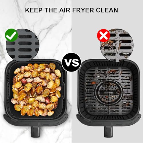 PINTAUR 9-Inch Square Silicone Liners for Large Air Fryer 2Pack, 6 to 8.5QT Silicone Pot Baking Accessories for Chefman COSORI Ninja Instant Pot Vortex XL Cuisinart, Reusable Air Fryer Tray Insert - Image 5
