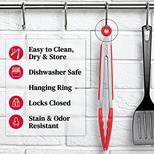Popco 3-Piece Kitchen Tongs Set – Stainless Steel Heat Resistant Silicone Tips, Strong Comfort Grip, 3 Sizes (7, 9, 12 Inch), Non-Scratch, Dishwasher Safe, for Cooking, BBQ, Salad - Image 5