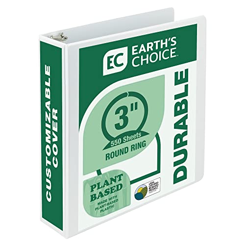 Samsill Plant-Based 3 Inch Durable Round Ring, Made in USA, View Binder, Eco-Friendly, USDA Certified Biobased, Single, White - Image 1