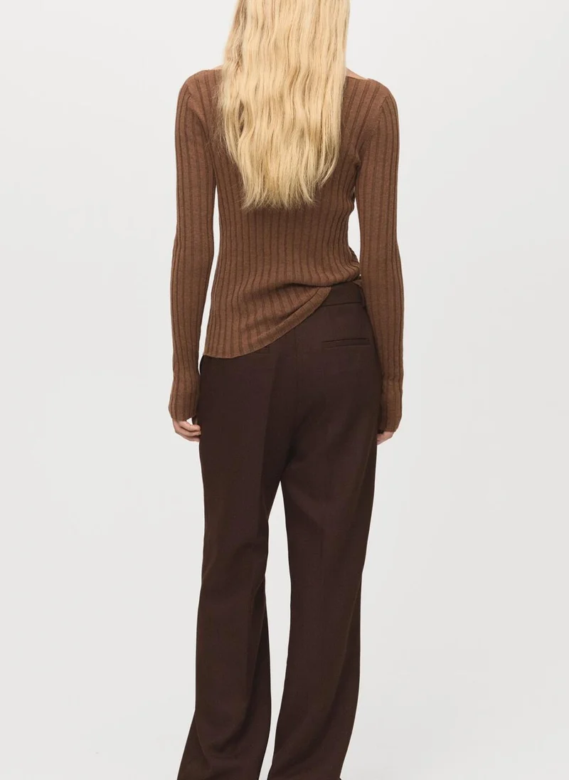 MANGO Boat neck ribbed sweater