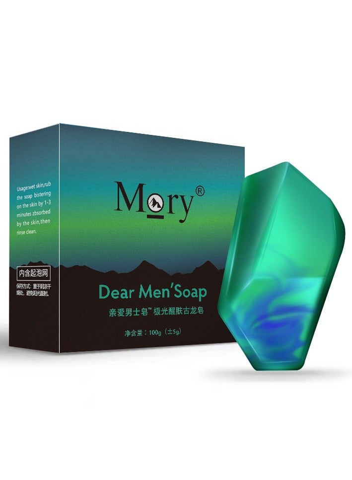Mory Cologne Aurora Soap, Natural Mens Soap Bar, Handmade Soap Bar For Face & Body Dark Spot Remover, Moisturising & Acne Removal Soap, Multi-purpose Soap Bar for Hand Wash, Brighten and Smooth Skin 100g - Image 1