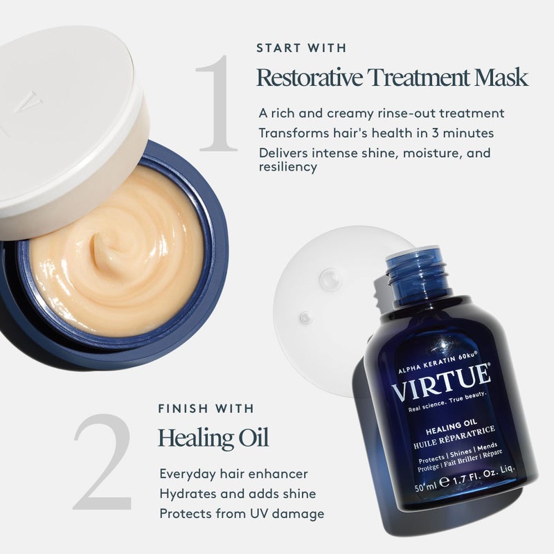 VIRTUE Restorative Hair Mask Treatment for Damaged Hair with Keratin and Baobab Seed Oil, Safe for All Hair Types, Color Safe - Image 4