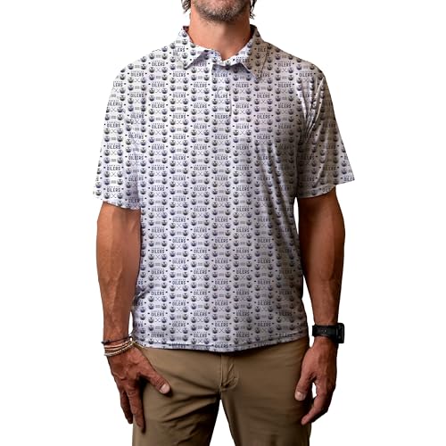Blue 84 Men's Standard NHL Officially Licensed Short Sleeve Performance Polo All Over Print White - Image 3